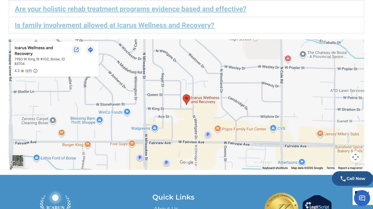 Icarus Behavioral Health website homepage