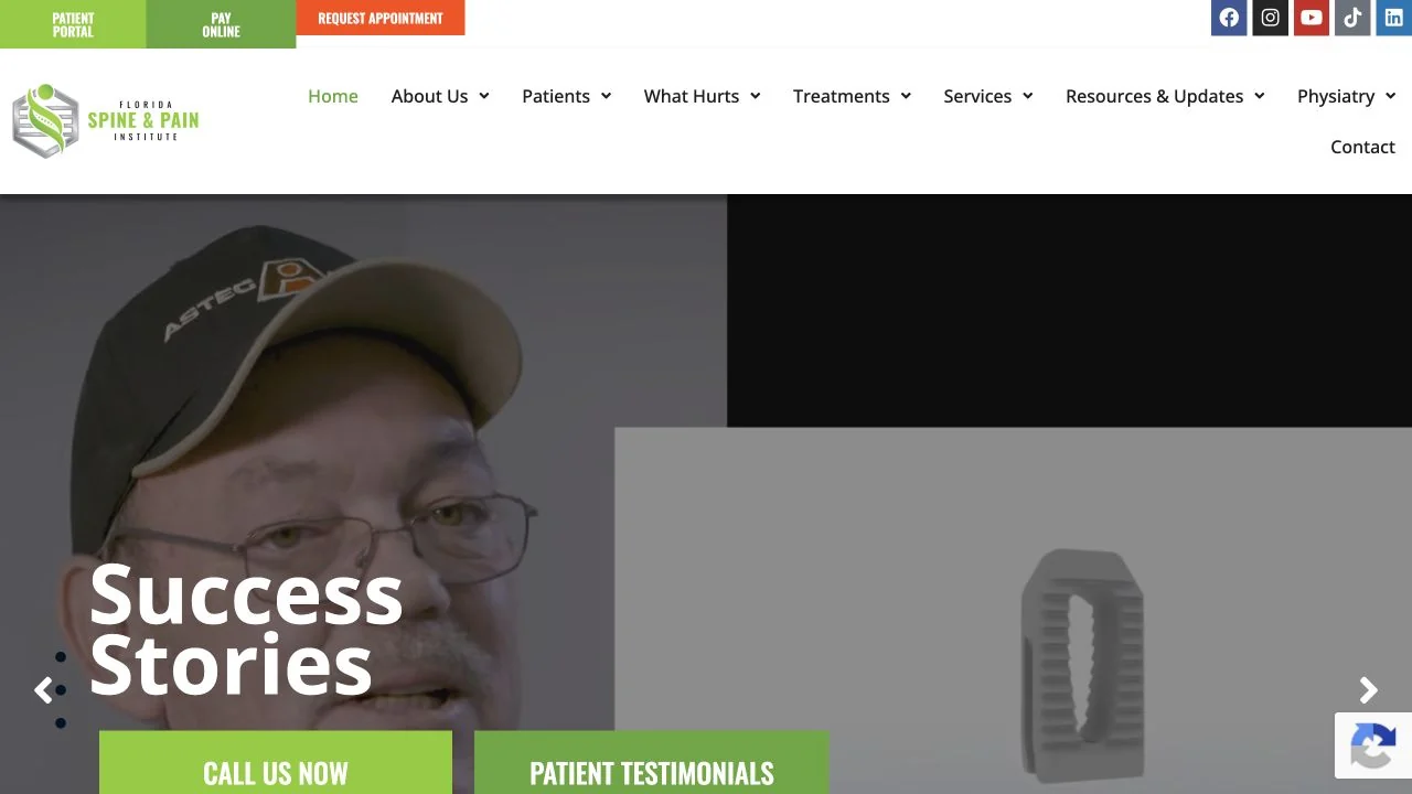 Florida Spine & Pain Institute website homepage