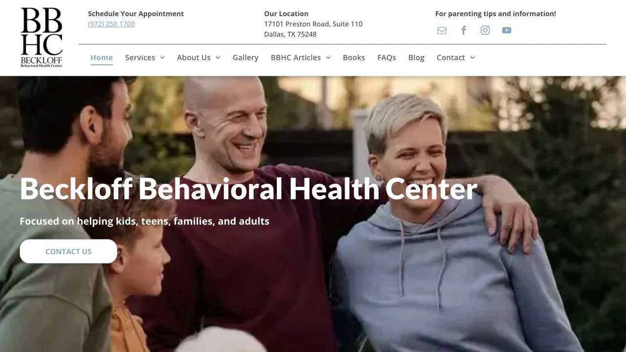 Beckloff Behavioral Health Center website homepage