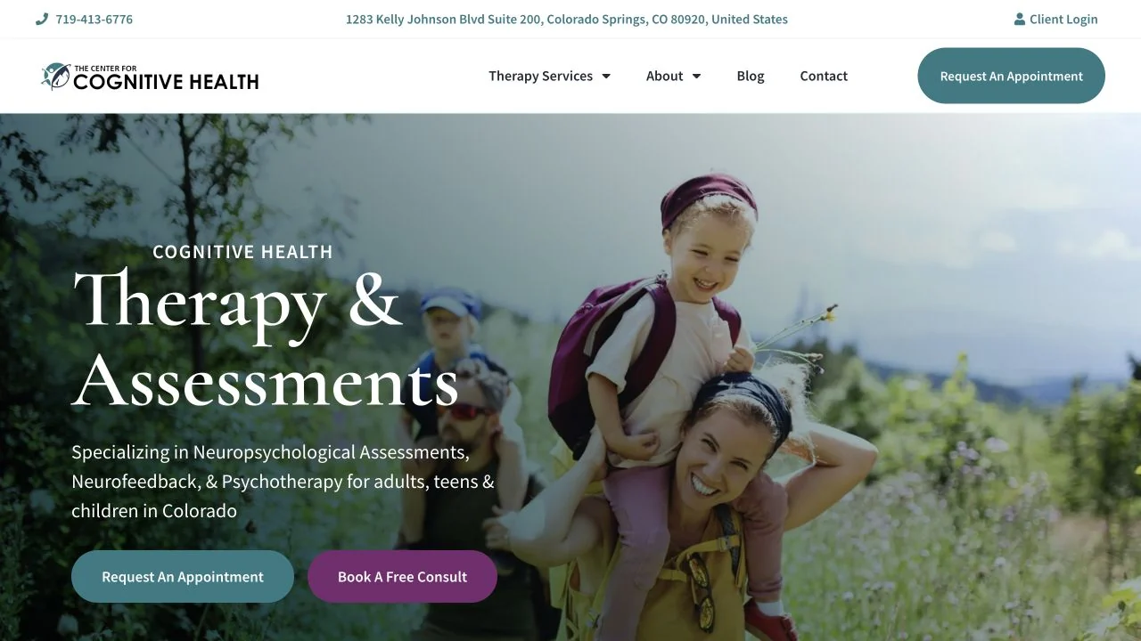 The Center for Cognitive Health website homepage