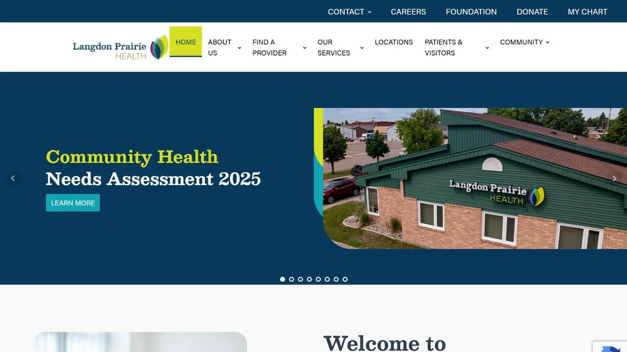 Langdon Prairie Health website homepage