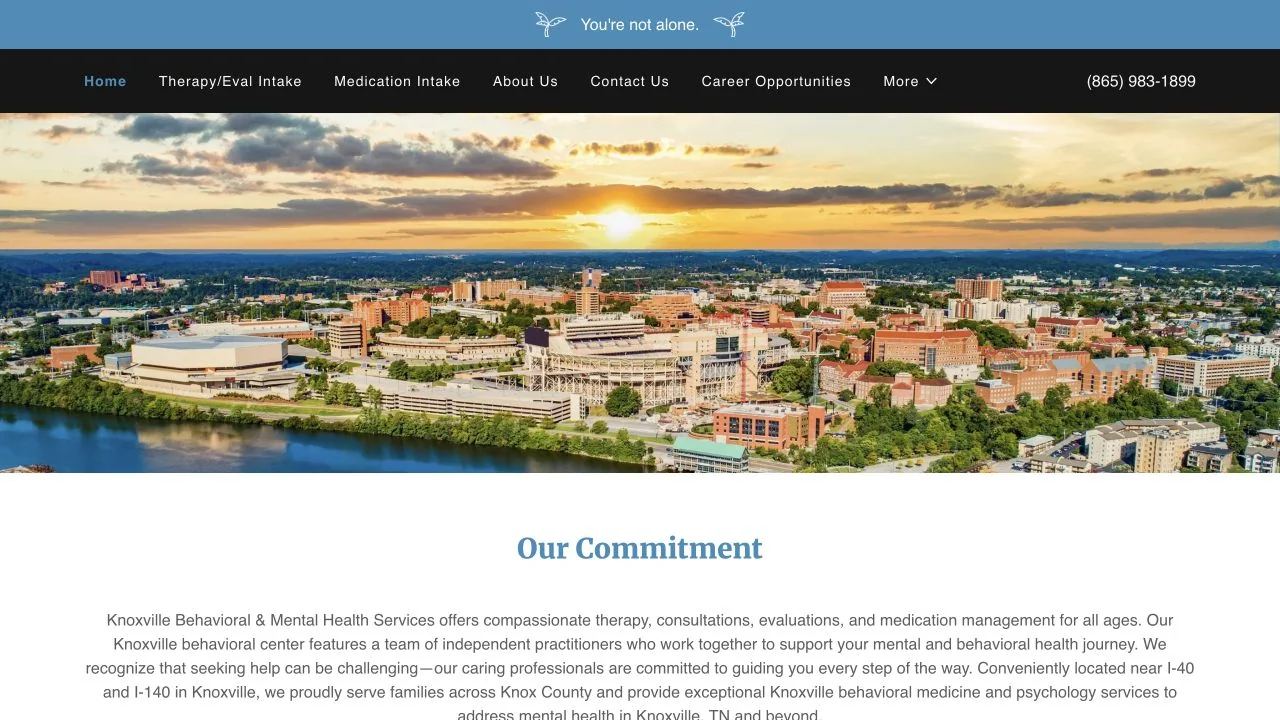 Knox Behavioral Health website homepage