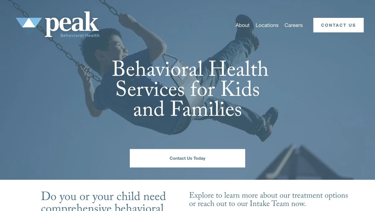 Peak Behavioral Health website homepage