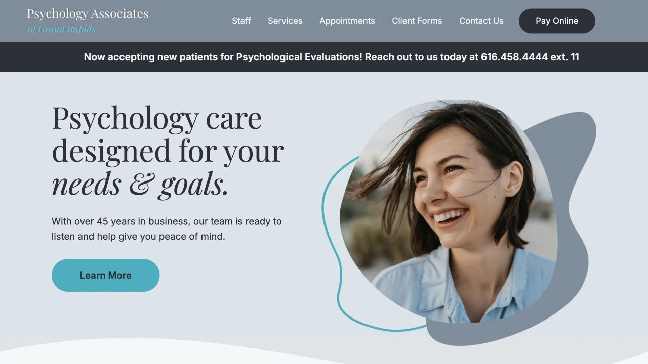 Psychology Associates of Grand Rapids website homepage