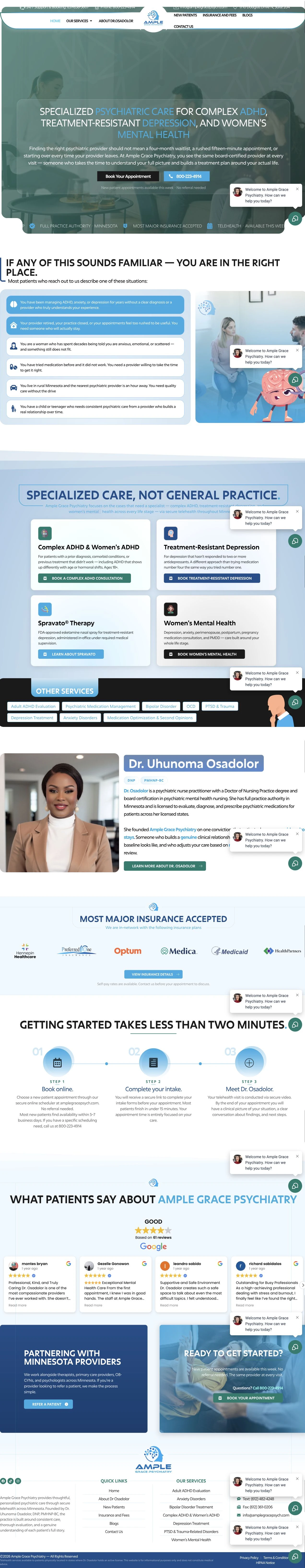 Ample Grace Psychiatry — Desktop website view
