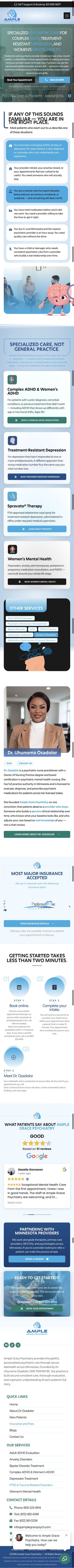 Complete mobile homepage for amplegracepsych.com