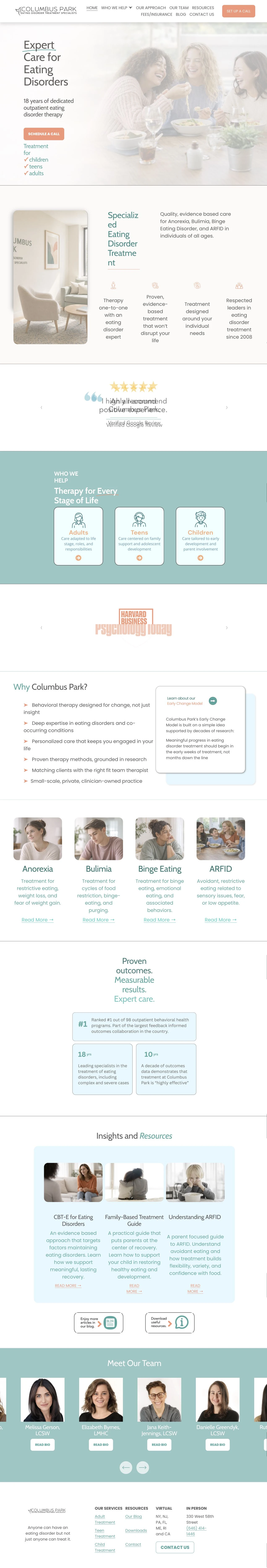 Columbus Park — Desktop website view