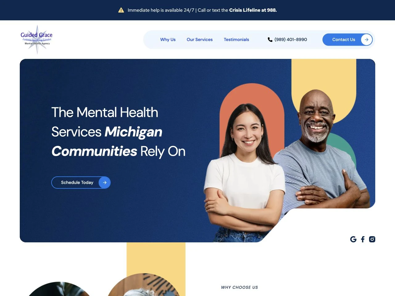 Guided Grace Family & Youth Services website at laptop width