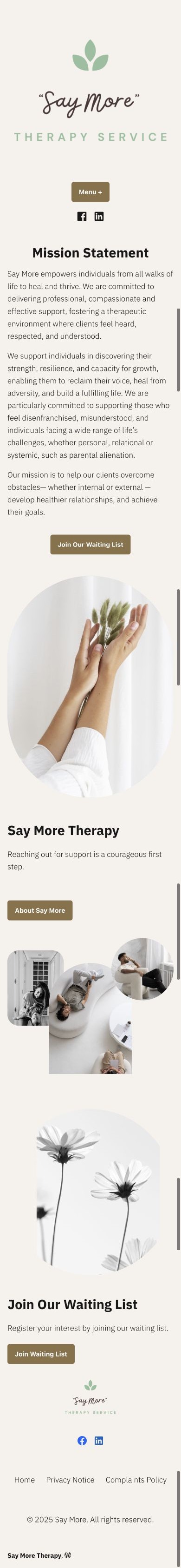Complete mobile homepage for say-more.org