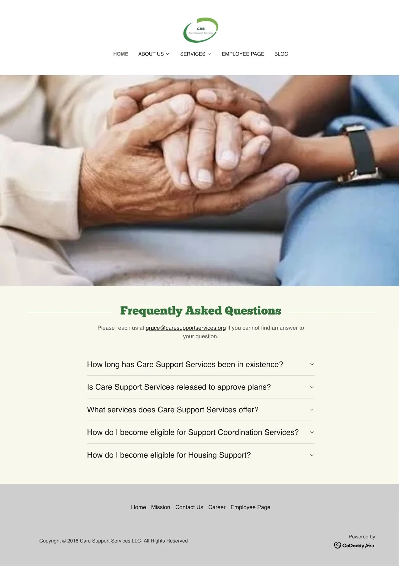 Care Support Services — Desktop website view