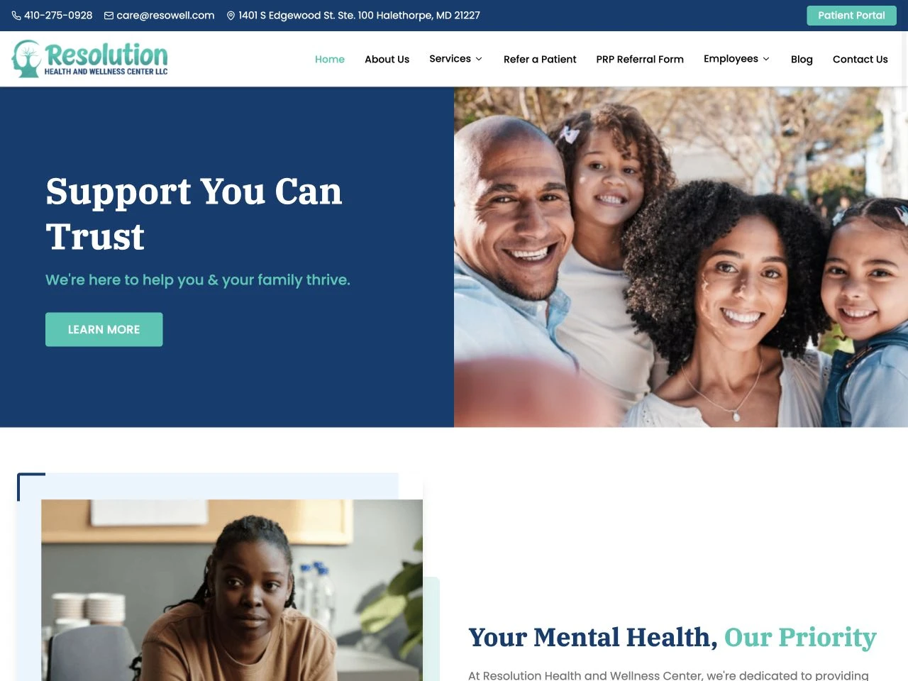 Resolution Health & Wellness Center website