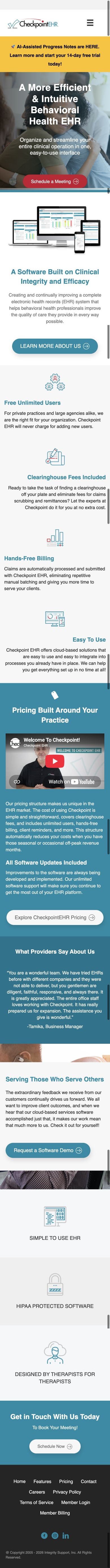 Complete mobile homepage for checkpointehr.com