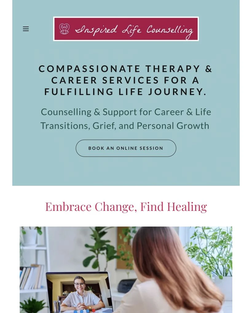 Inspired Life Counselling website at tablet width