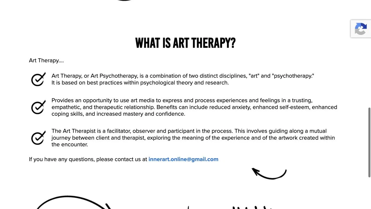 Inner Art website detail: Explain art therapy in everyday terms.