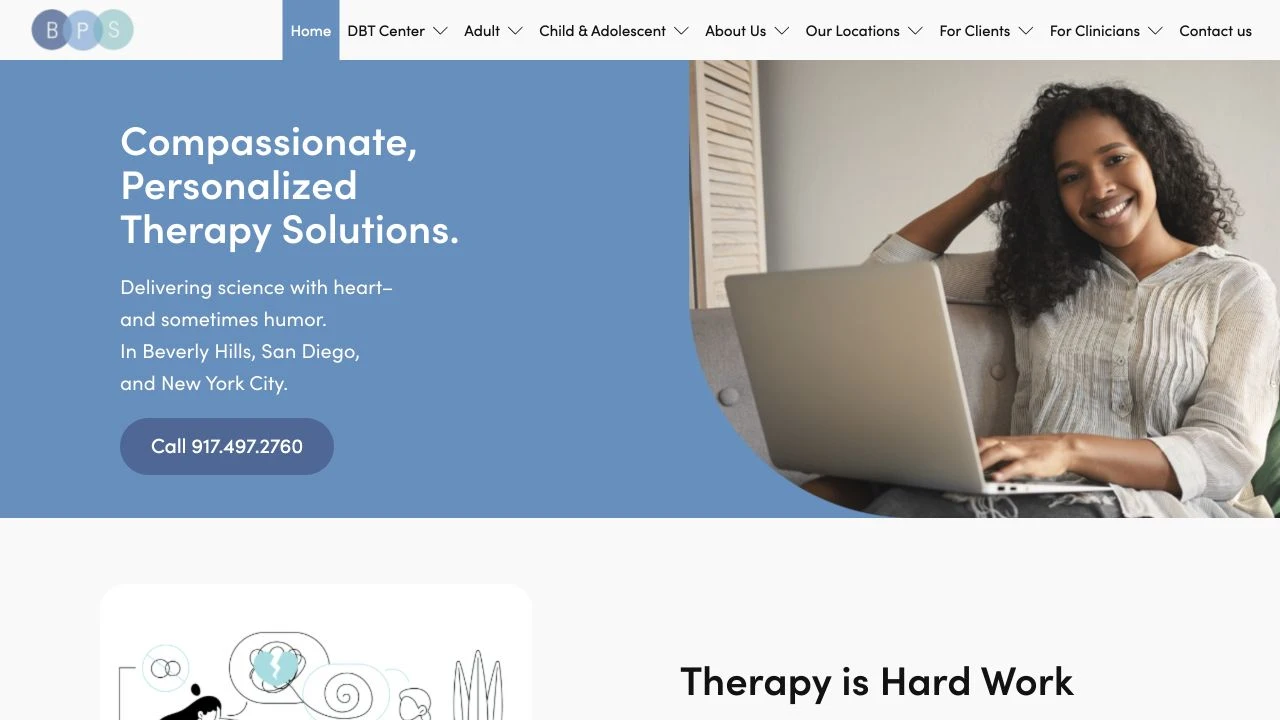 Behavioral Psych Studio website detail: Move from a broad banner to a therapy introduction.