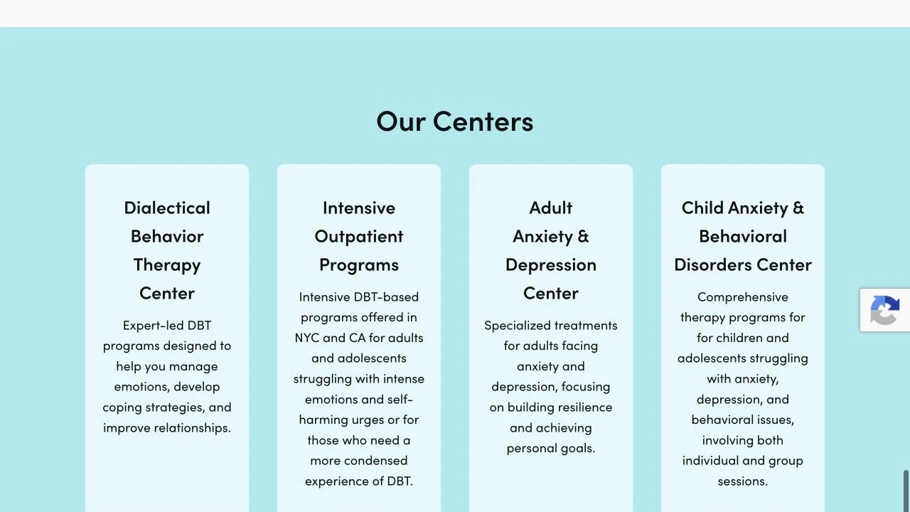 Behavioral Psych Studio website detail: Separate the specialist centers.