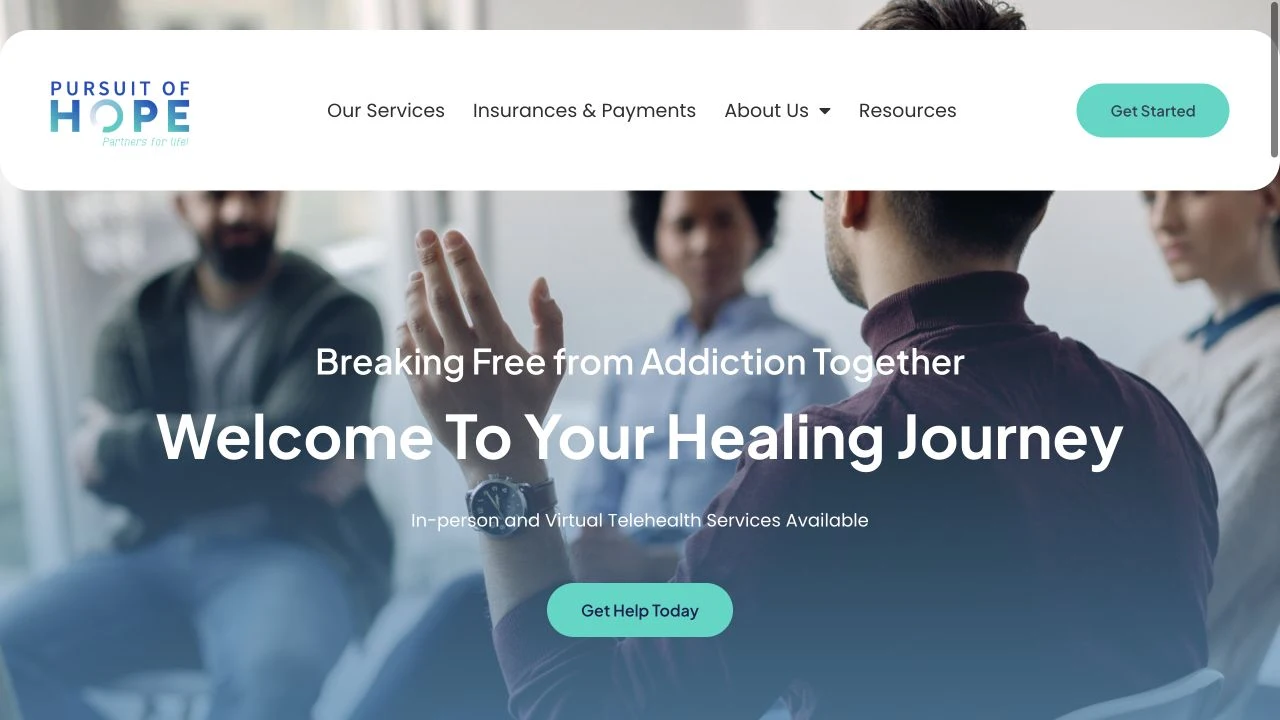 Pursuing Hope website detail: Lead with the recovery journey.
