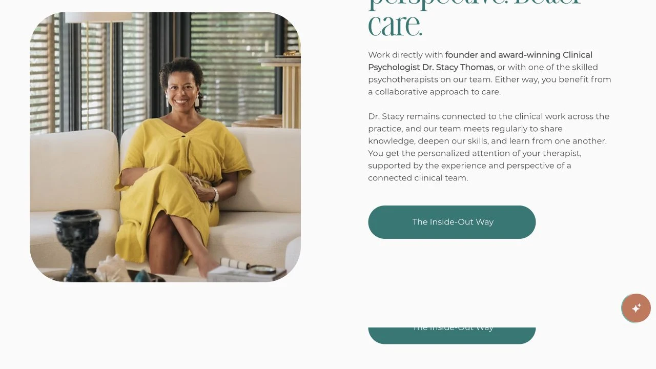 Design Your Life Centre website detail: Connect the founder with the wider team.