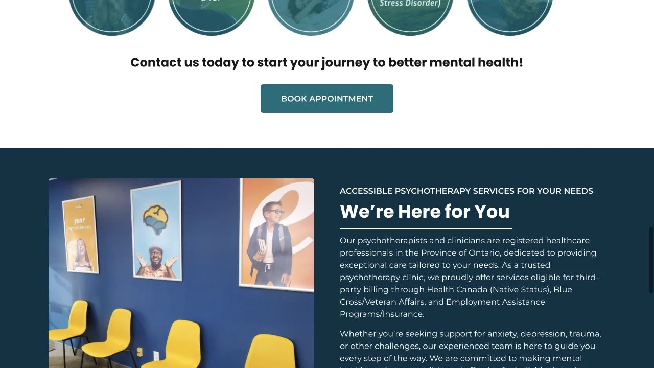 Evolve Neurofeedback website detail: Bring contact information into the lower page.