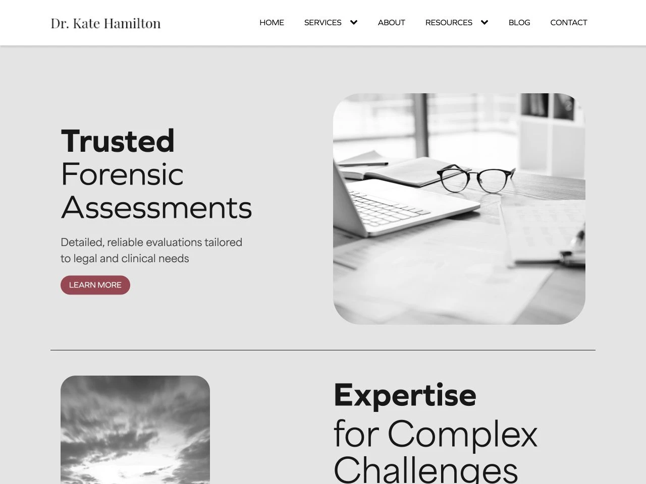Dr Kate Hamilton website at laptop width