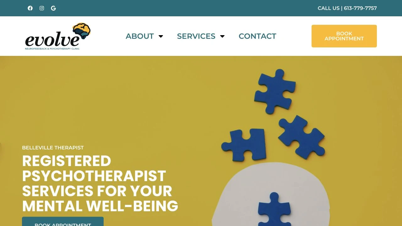 Evolve Neurofeedback website detail: Put Belleville in the opening.