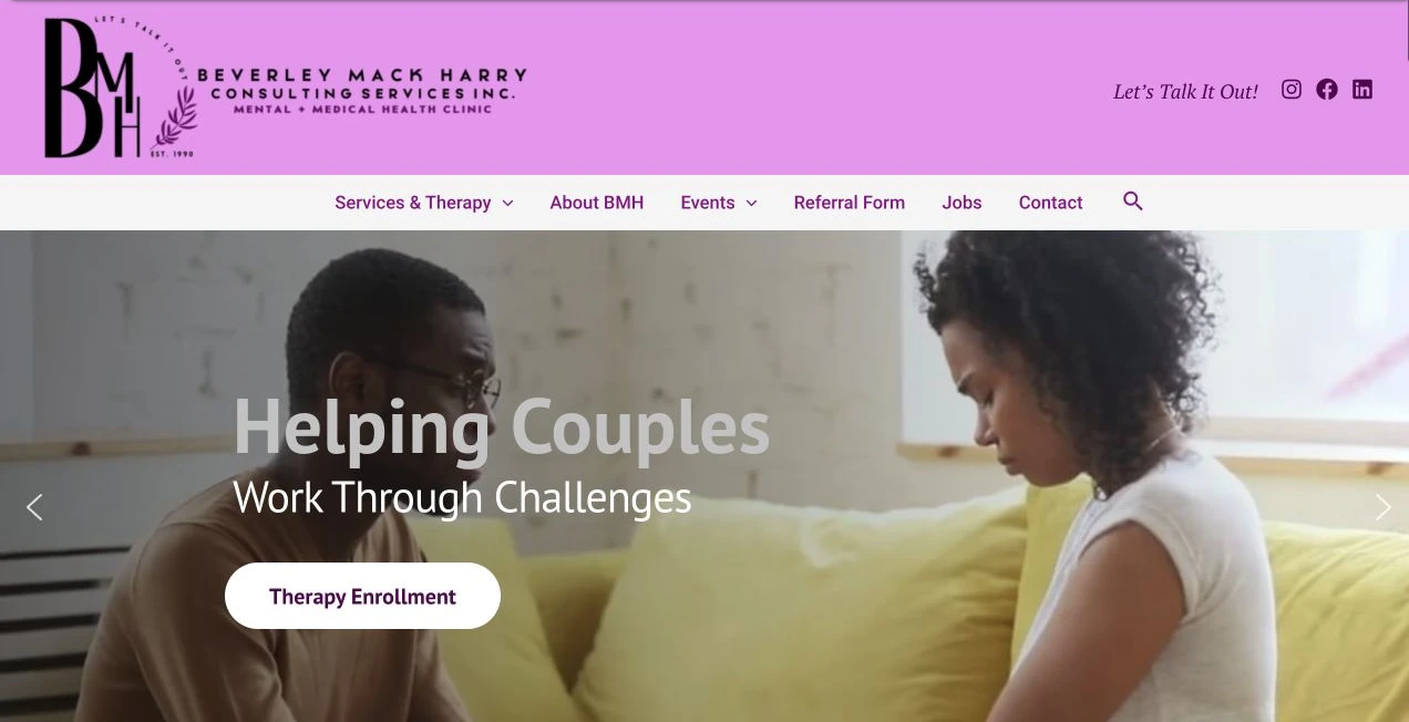 Beverley Mack Harry Consulting — Before website view