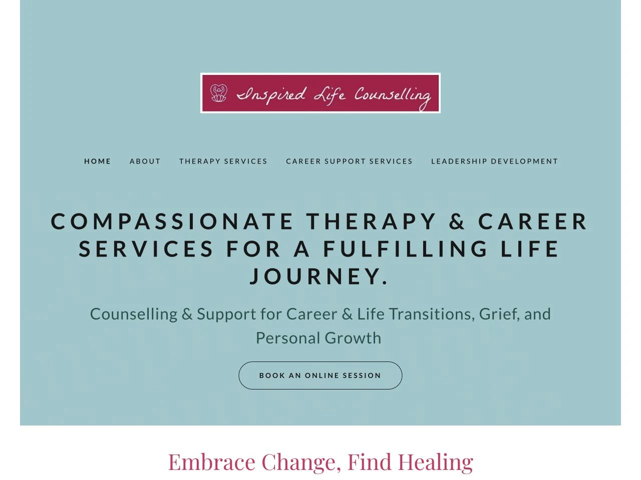Inspired Life Counselling website at laptop width