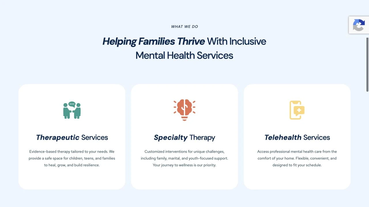 Guided Grace Family & Youth Services website detail: Group the care into simple choices.