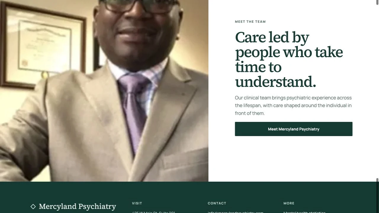 Mercyland Psychiatry website detail: State the care formats and office information.