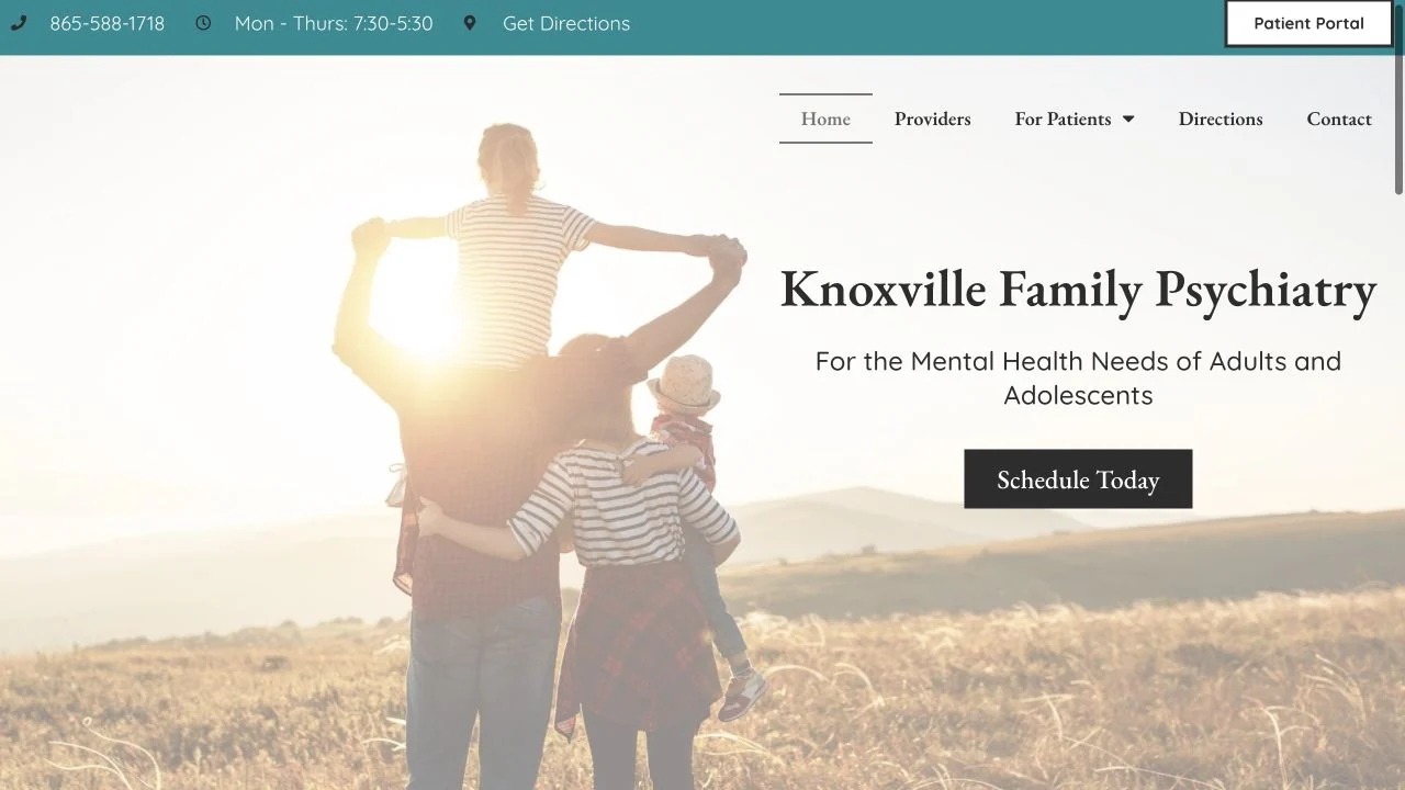 Knoxville Family Psychiatry website homepage