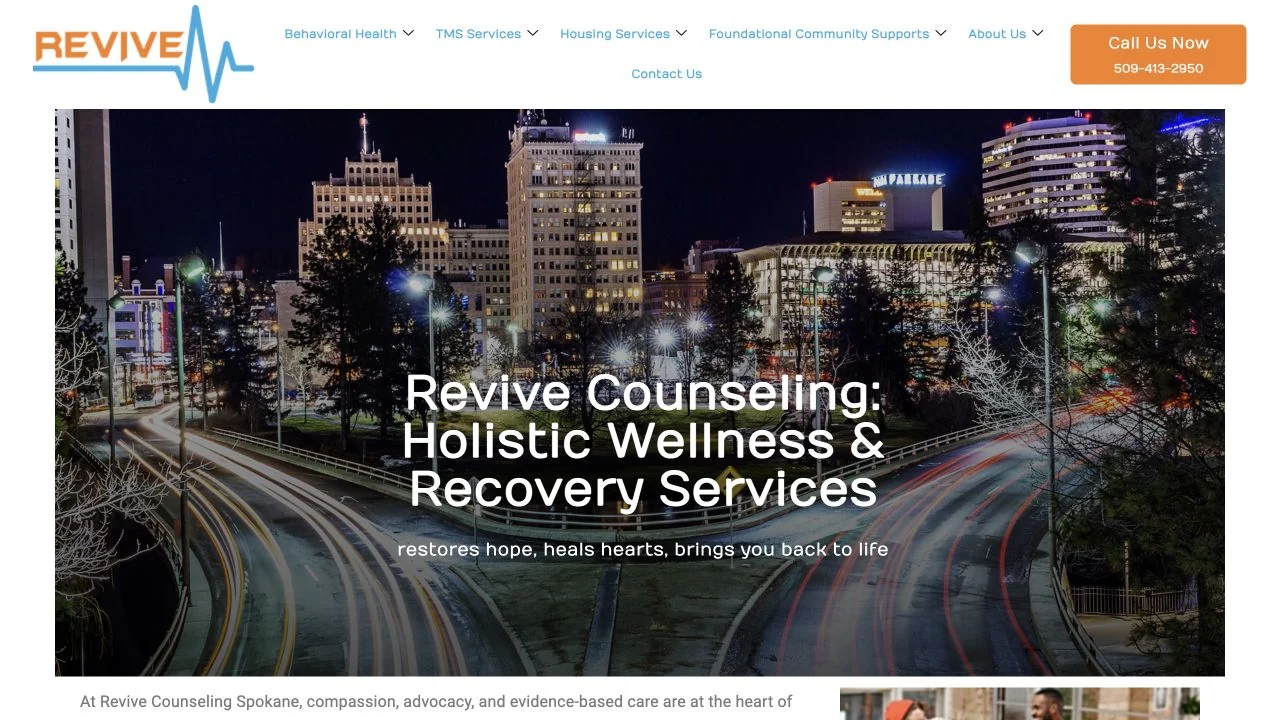 Revive Counseling Spokane website homepage